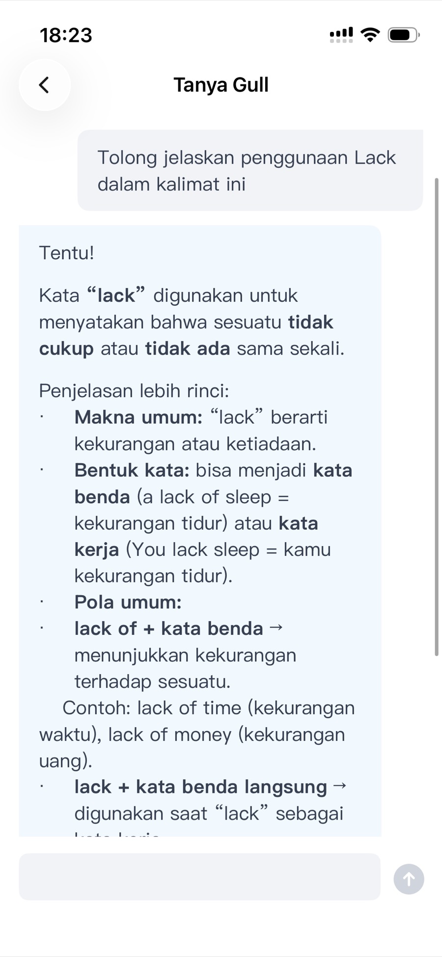 Tangkapan layar pertanyaan lanjutan kepada AI